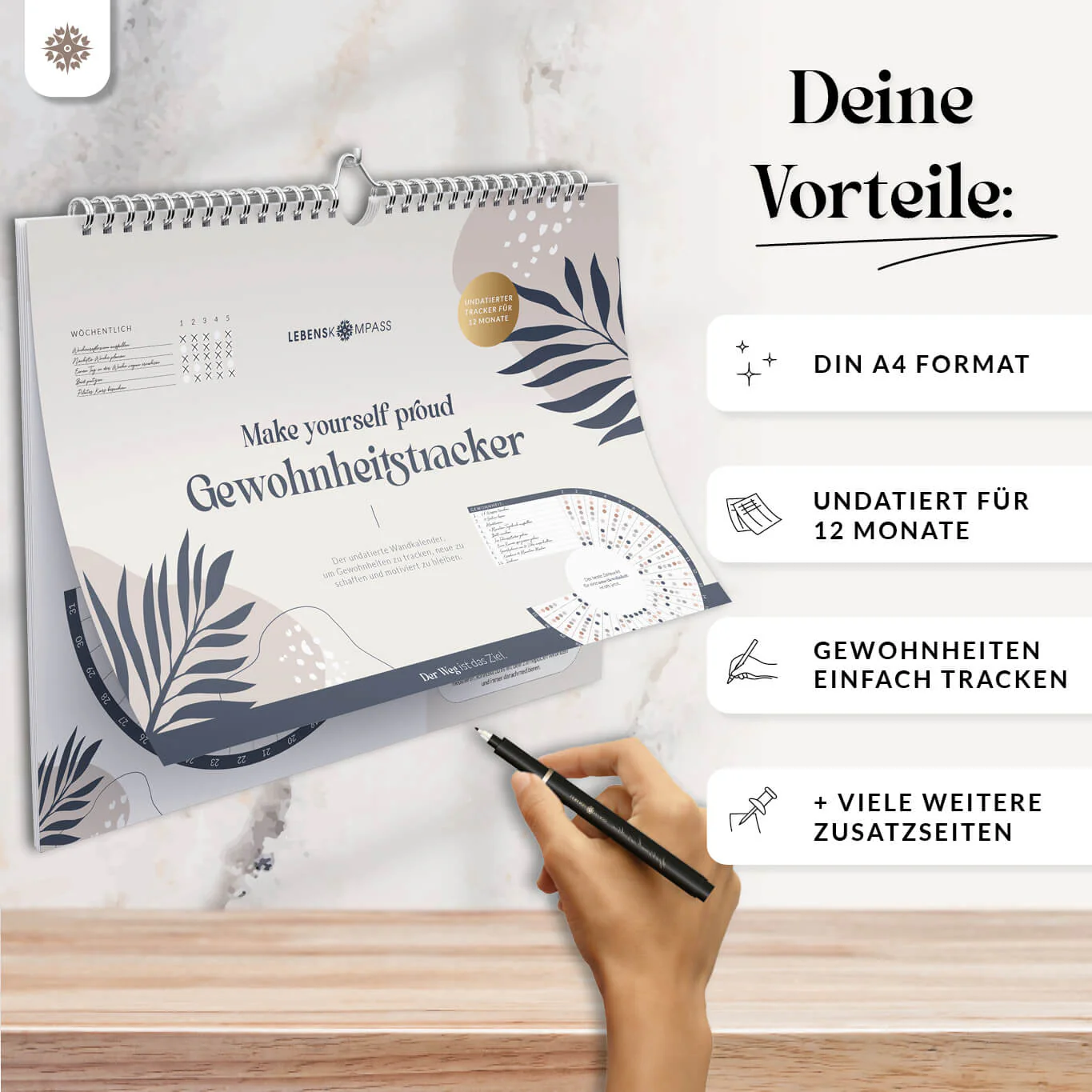 Gewohnheitstracker für 12 Monate - DIN A4 Habit Tracker - Image 3