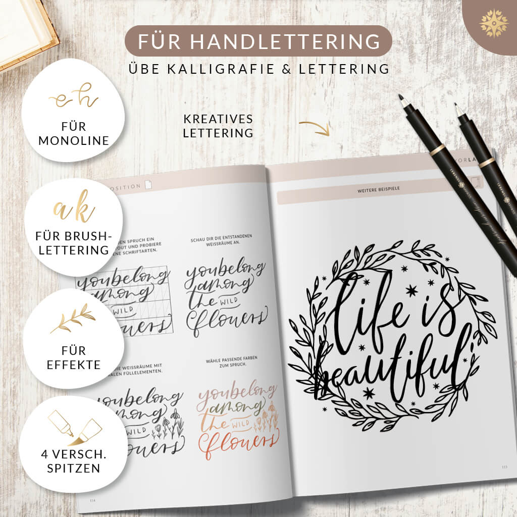Handlettering Stifte Set - 6 schwarze Stifte - Image 13