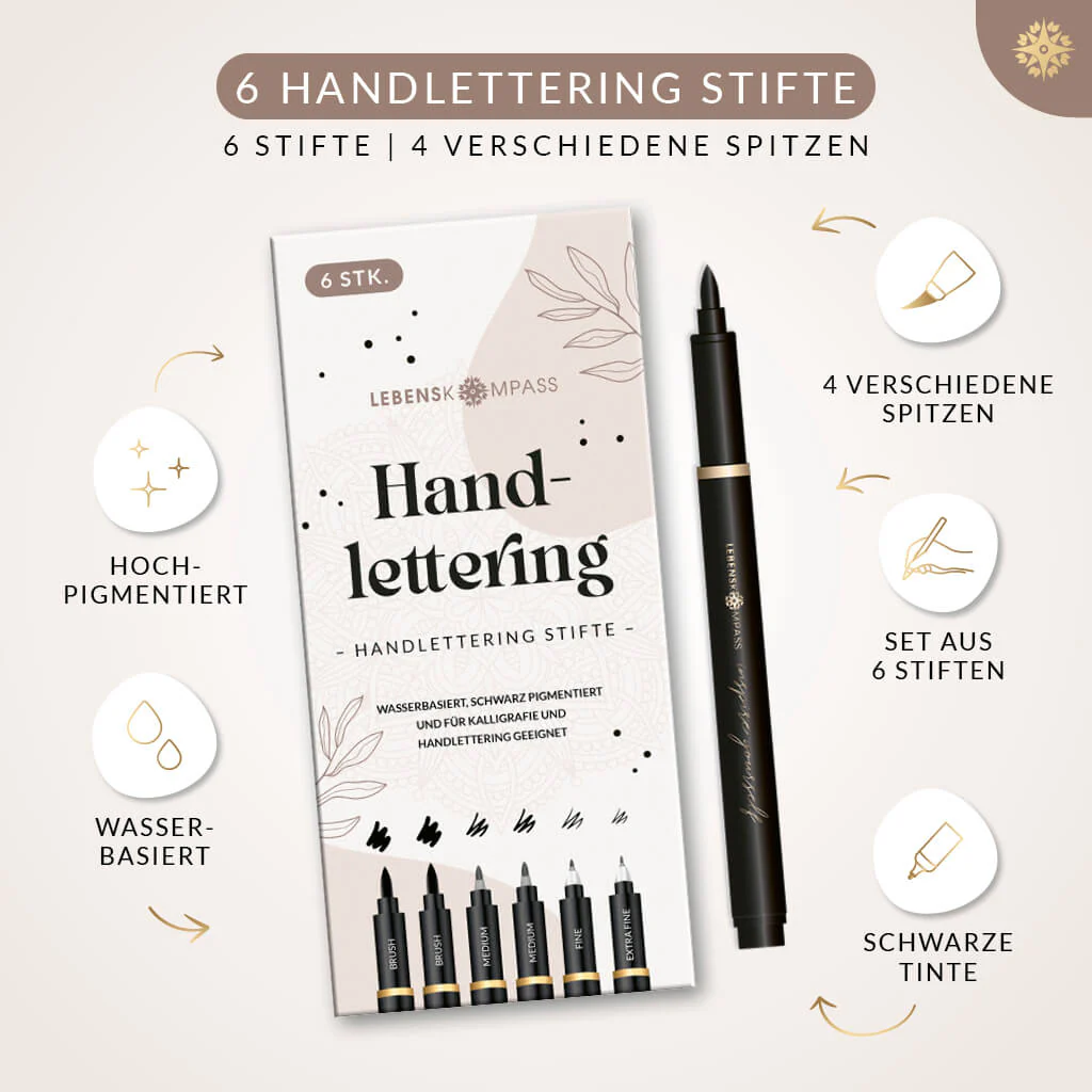 Handlettering Stifte Set - 6 schwarze Stifte - Image 4