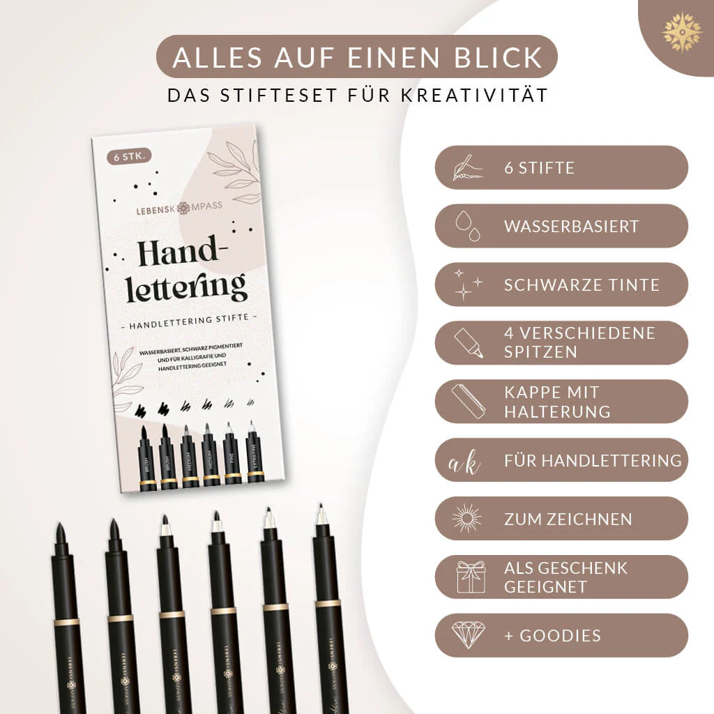 Handlettering Stifte Set - 6 schwarze Stifte - Image 9
