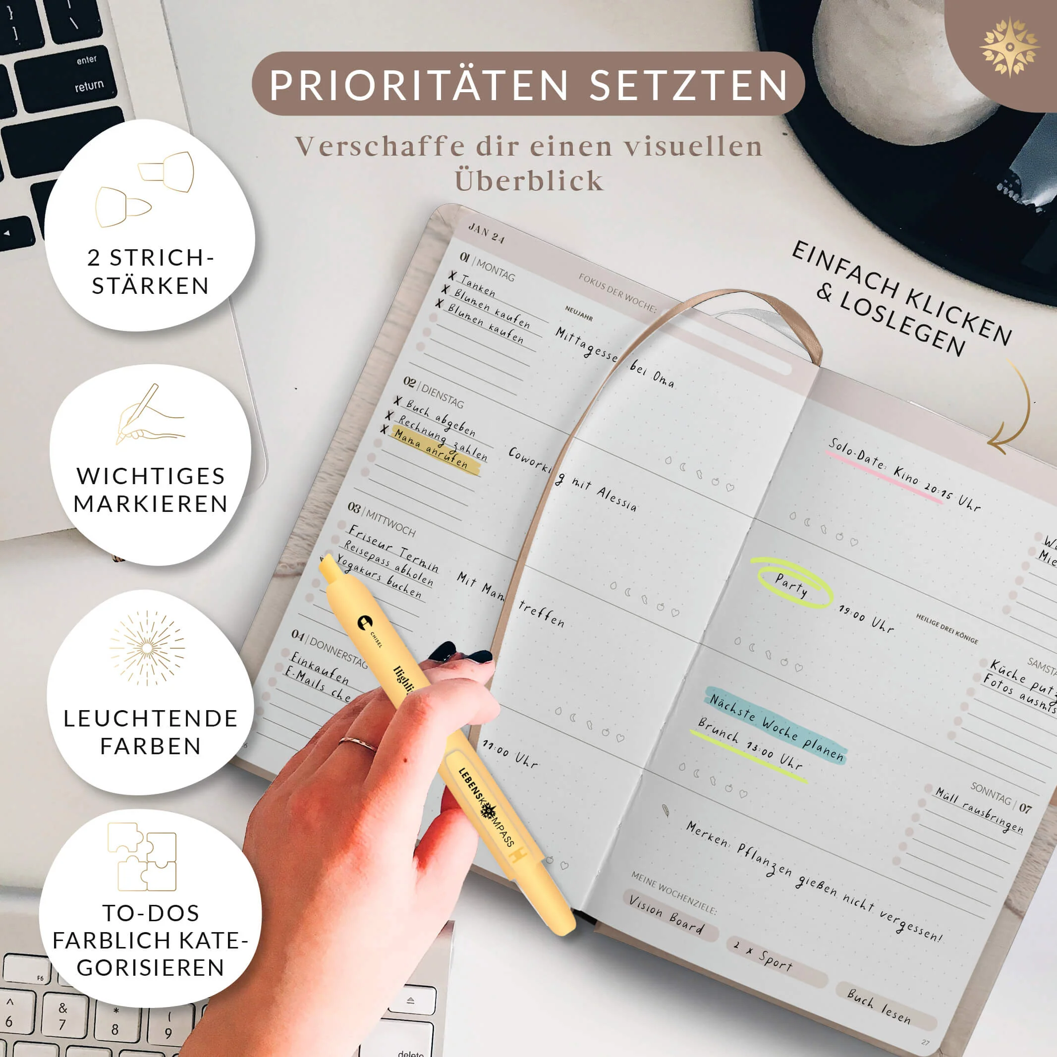 Textmarker Stifte - 6er Set Highlighter - Image 4
