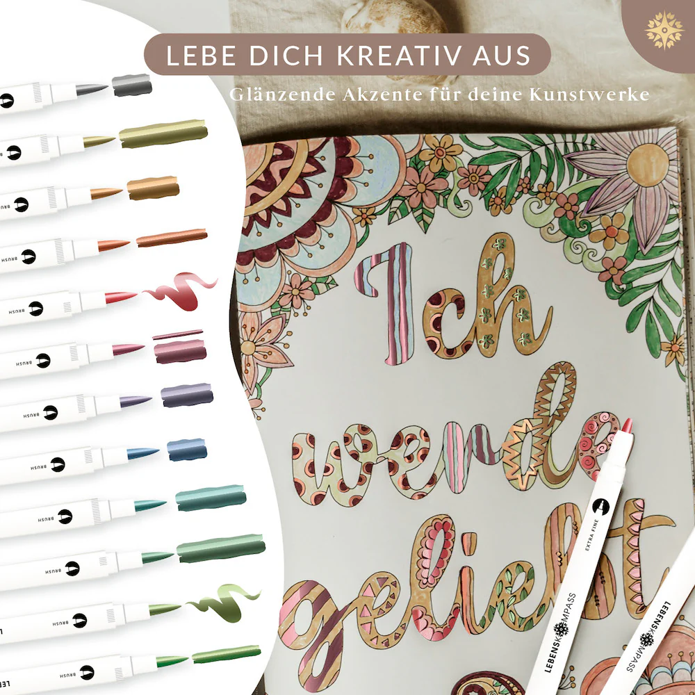Metallic Dual Brush Pens - 12 bunte Pinselstifte - Image 3