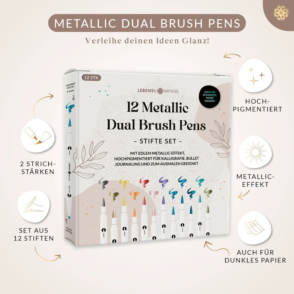 Metallic Dual Brush Pens - 12 bunte Pinselstifte - Image 4