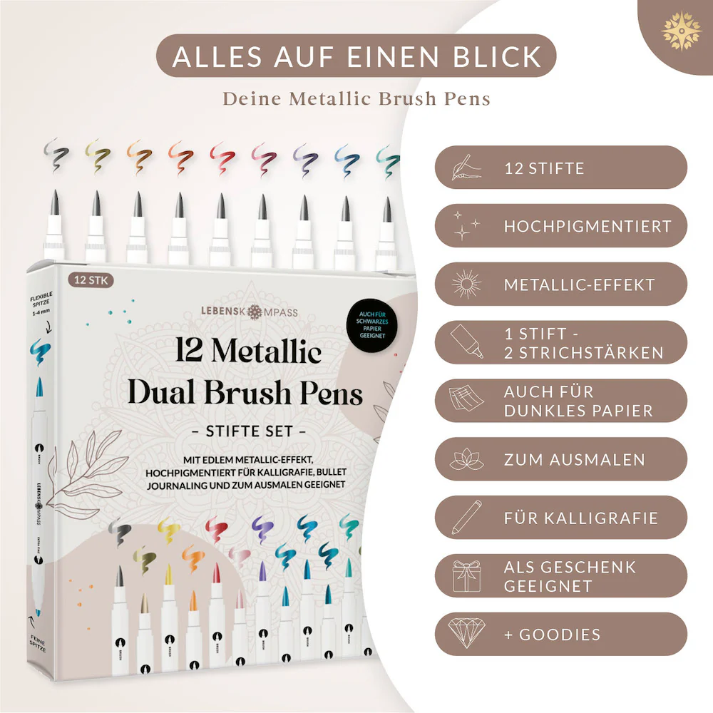 Metallic Dual Brush Pens - 12 bunte Pinselstifte - Image 8