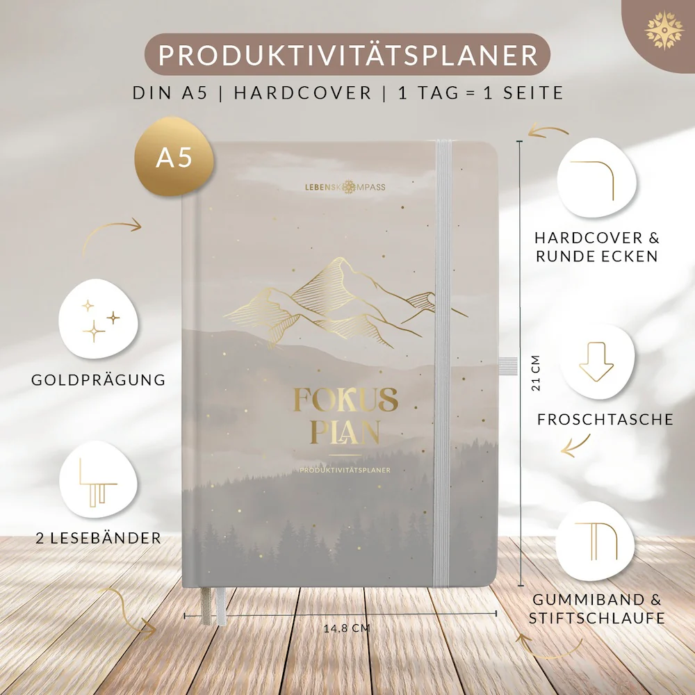 Produktivitätsplaner "FOKUS PLAN" - Undatiert DIN A5 - Image 3