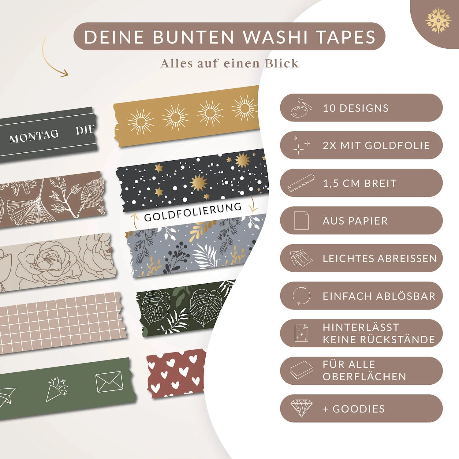 Washi Tapes - Bunte Klebebänder für Kalender & Journal - Image 15