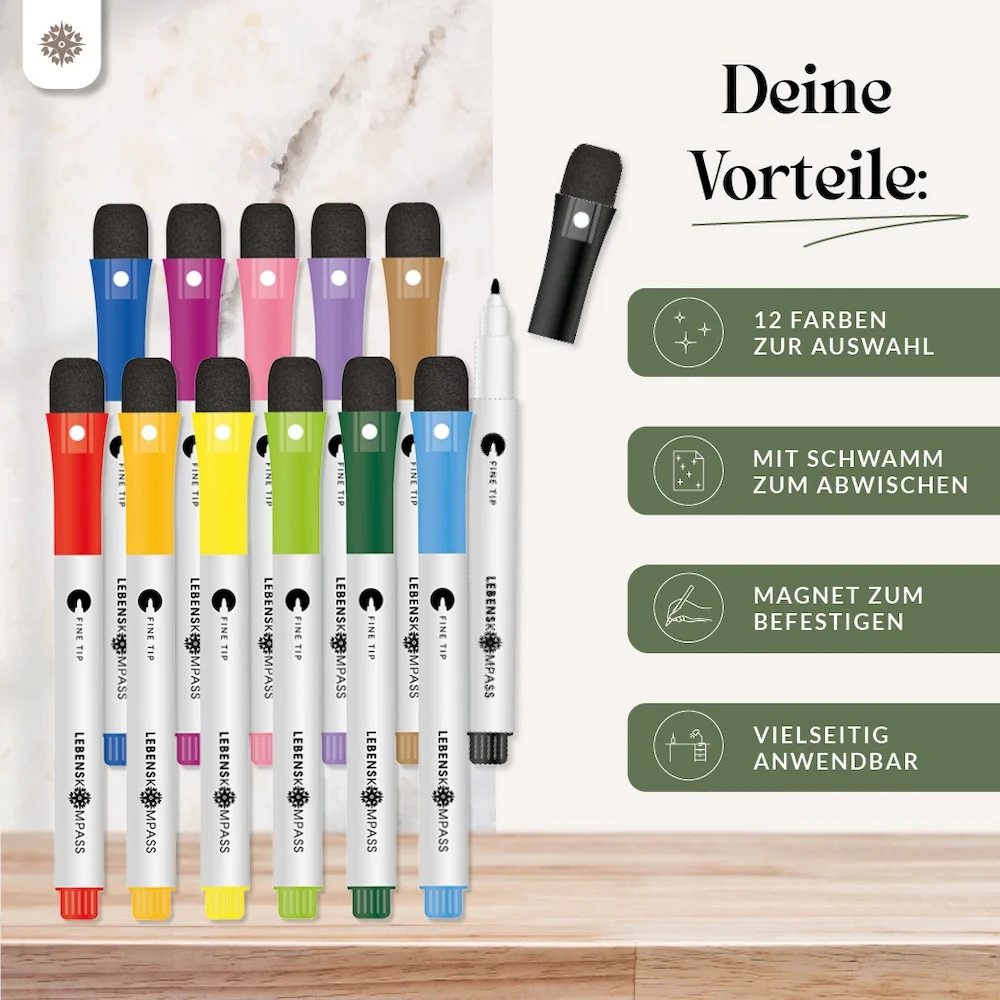 Whiteboard Stifte Set - 12 bunte Marker - Image 3